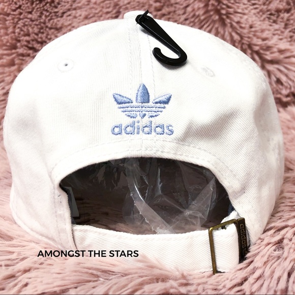 adidas Trefoil White & Blue Relaxed Strapback Hat - Picture 4 of 5